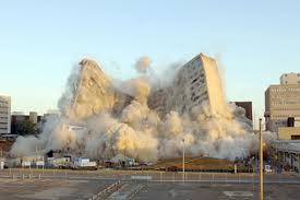 imploding church